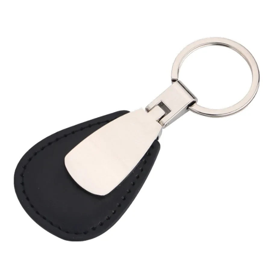 Teardrop Leather & Metal Keychain 1