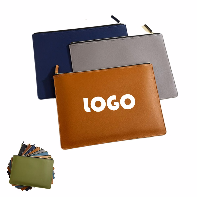 PU Leather Zipper Document Bag