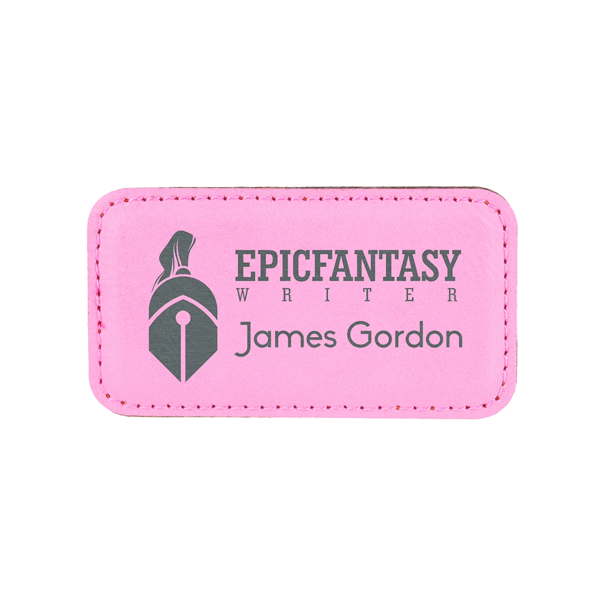 3 1/4" x 1 3/4" Pink Leatherette Badge w/ Magnet 1