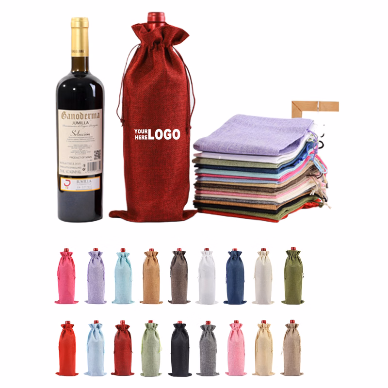 Full Color Linen Wine Bottle Bag