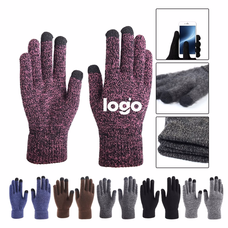 MOQ 10 Custom Touchscreen Warm Knitted Winter Gloves