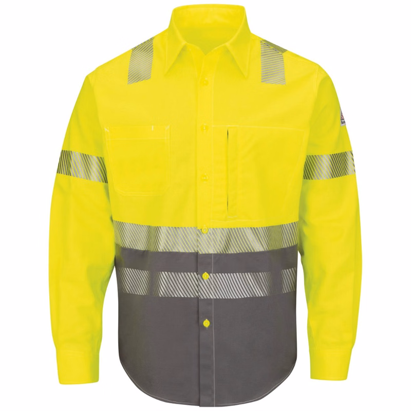 Men's Hi-Visibility Color Block Uniform Shirt - EXCEL FR® ComforTouch® - 7 oz. - SLB4H