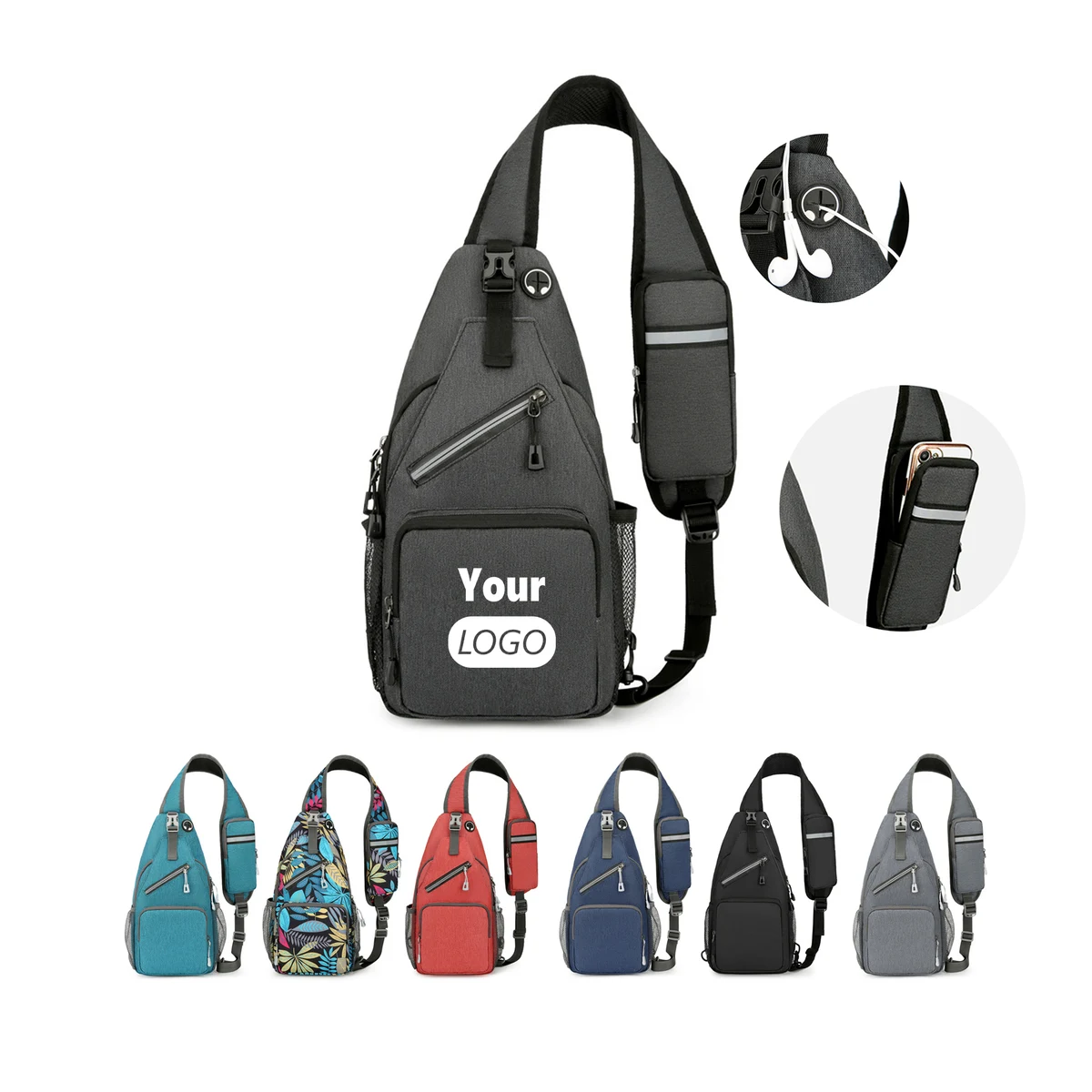 Multi-Compartment Reflective Sling Chest Bag 1