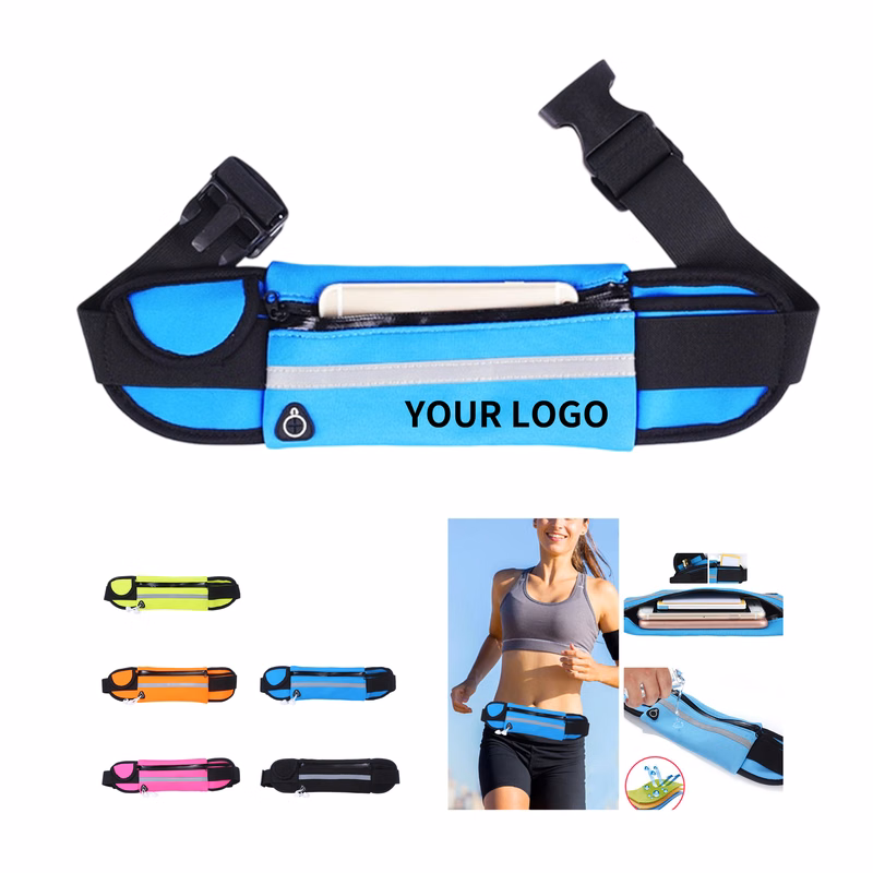 Ultra Thin Nylon Sports Fanny Pack With Reflective Strip 28" x 4"