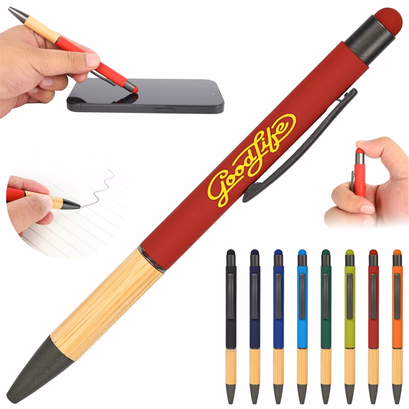 Eco-Friendly Bamboo And Metal Pen With Stylus