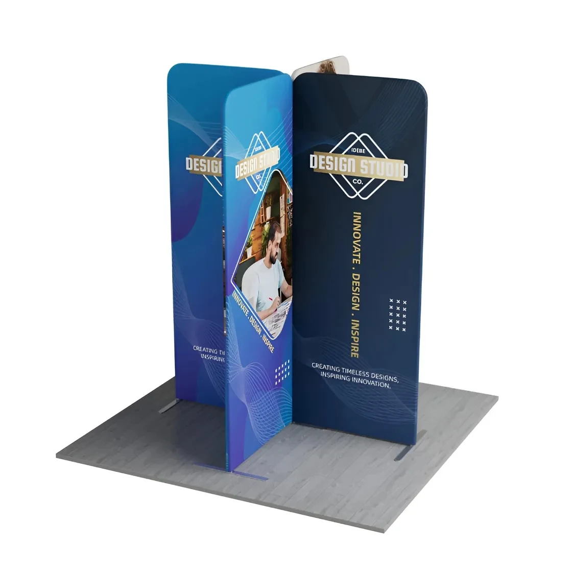 6.5ft Magnetic Modular Fabric Display - Cross Island Shape 1
