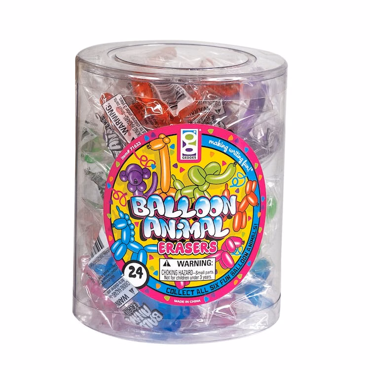 Balloon Animal Erasers - 6 Assorted Shapes