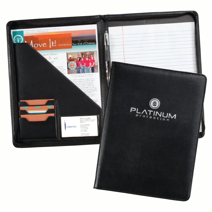 19232 - 12.25 x 9.5 Black Milan Zippered Pad Folder 1