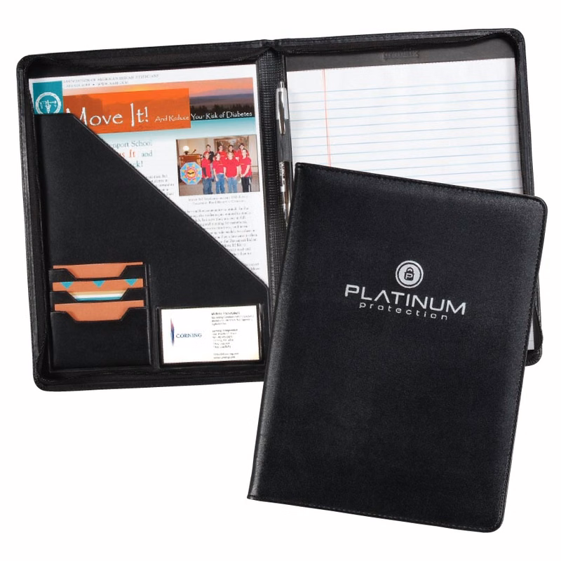 19232 - 12.25 x 9.5 Black Milan Zippered Pad Folder