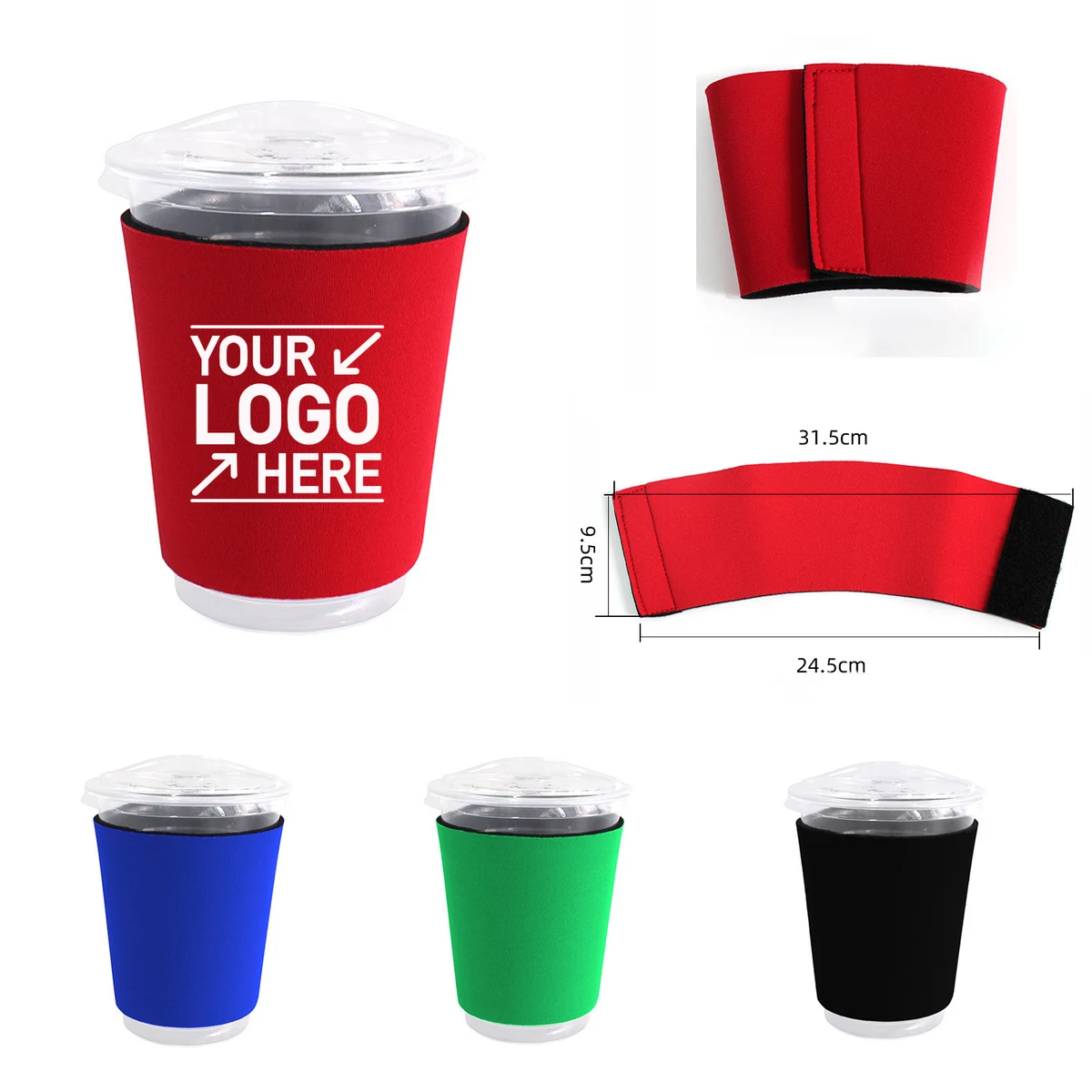 Velcro Neoprene Coffee Cup Sleeves 1
