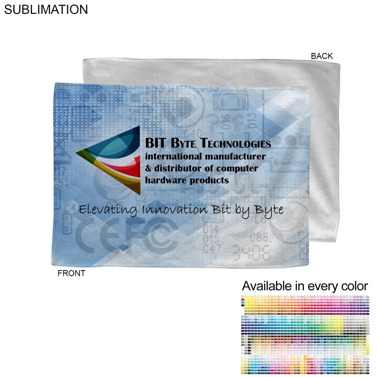 Microfiber Dri-Lite Terry Branding Towel, 12x18, Sublimated Edge to Edge 1 side 1