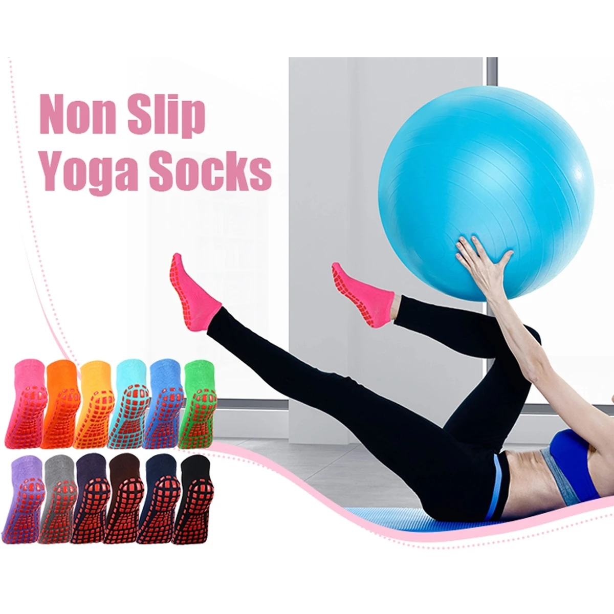 Non-Slip Skid With Grips Colorful Soft Sport Socks 1