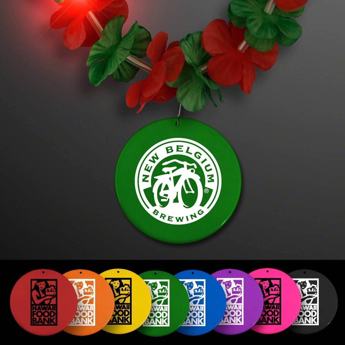 LED Christmas Hawaiian Lei Party Necklace with Medallion 1