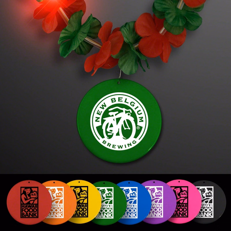 LED Christmas Hawaiian Lei Party Necklace with Medallion