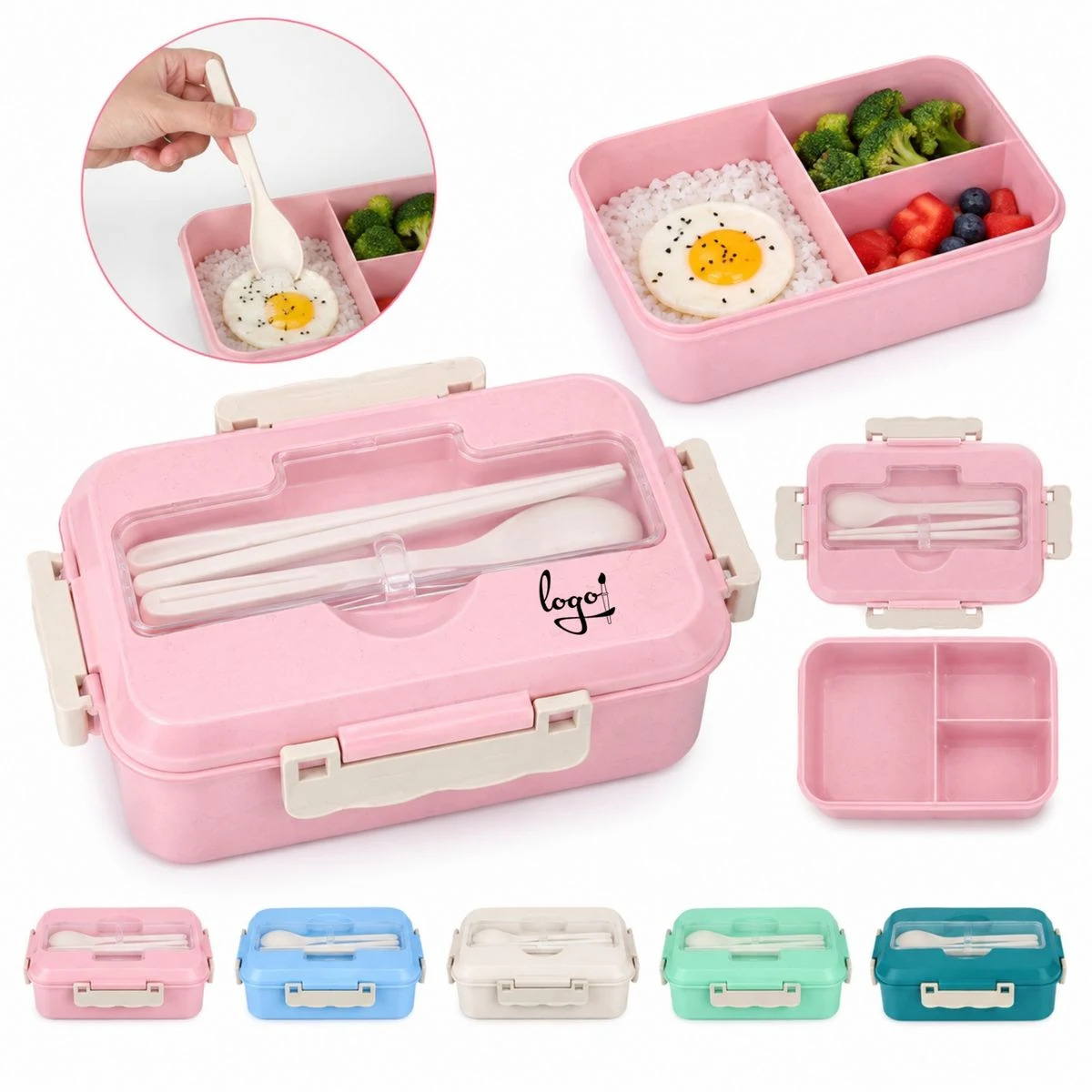 Plastic Bento Box With Utensils 1
