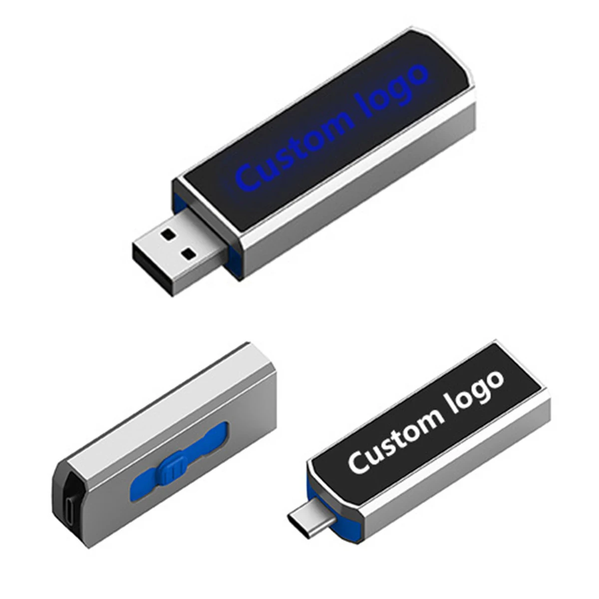 Light Up Dual USB Flash Drive with OTG USB-C (128 GB) 1