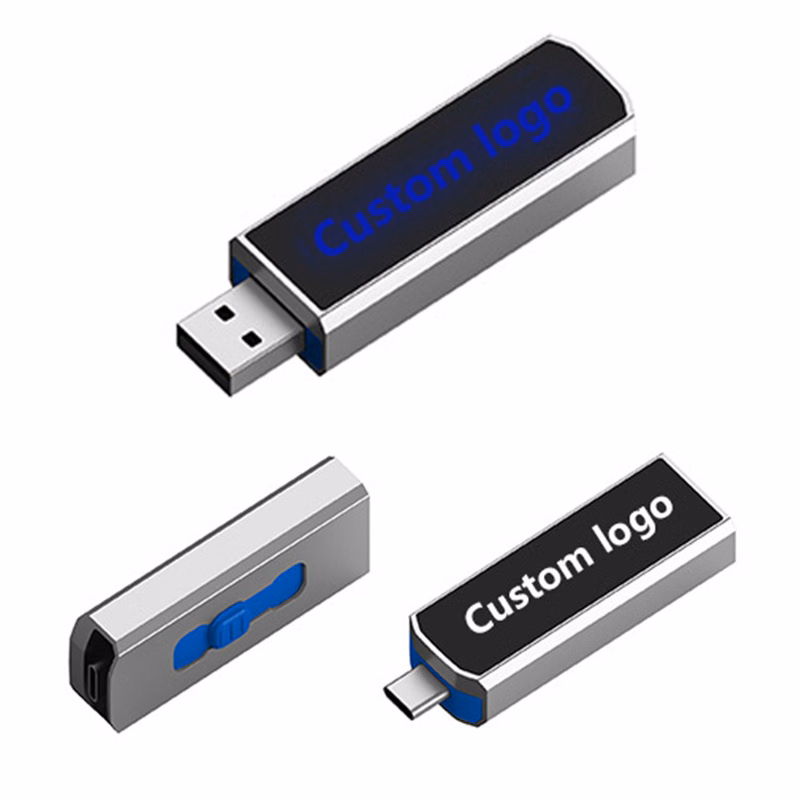 Light Up Dual USB Flash Drive with OTG USB-C (128 GB)