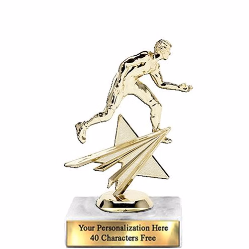 Trophy: 7", 2x3 white marble base, Wrestling Gold