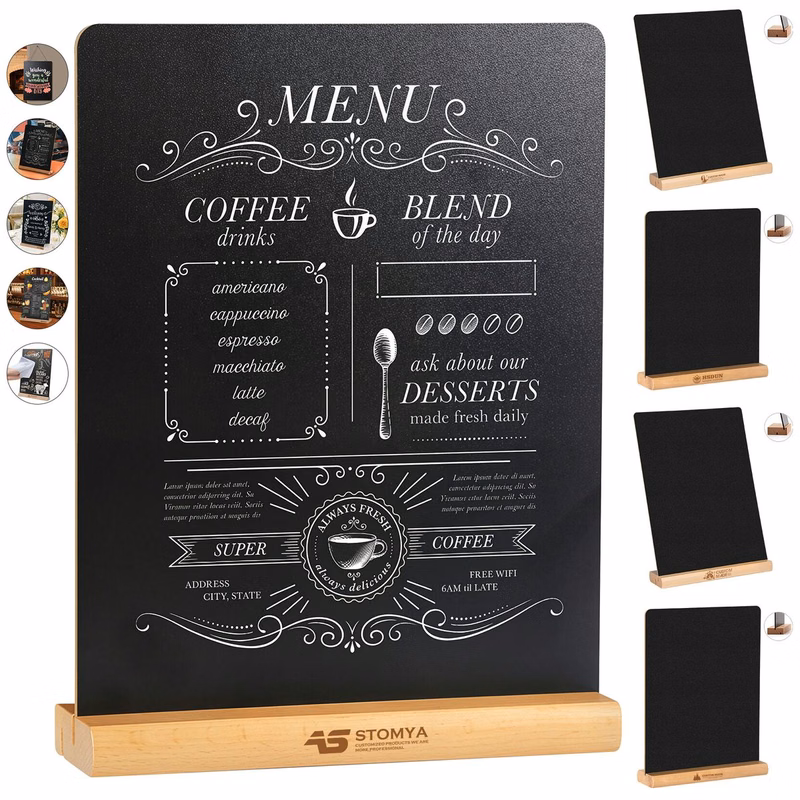 6" x 5" Double-Sided Chalkboard With Wooden Base