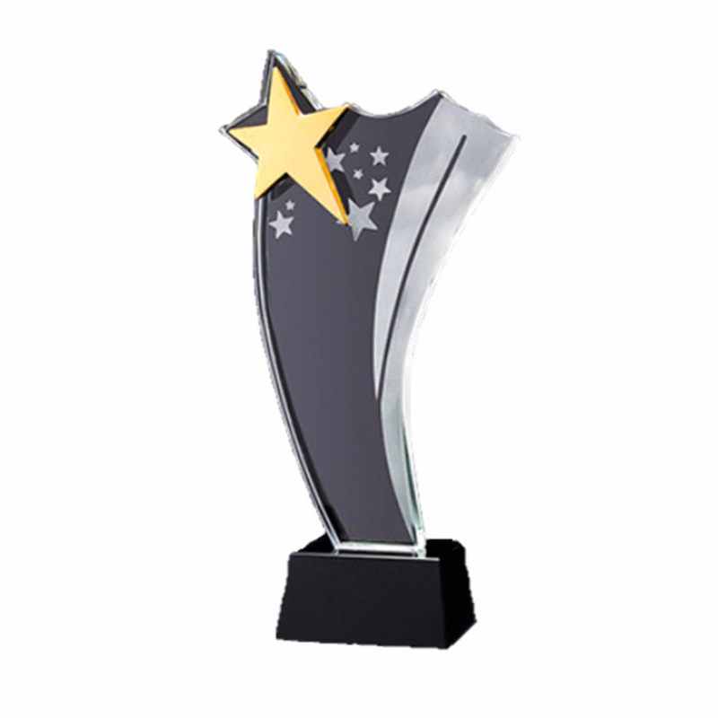 Custom Crystal Award With Wooden Base