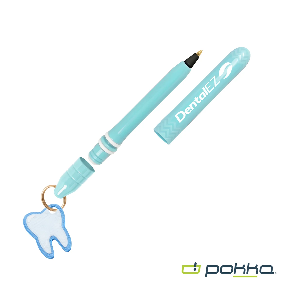 Pokka® Pocket Pen w/Dock & Gold Keyring & Charm in Tin Box 1