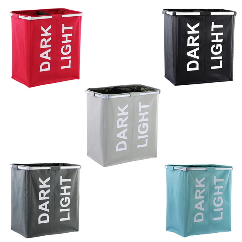 Foldable Large Laundry Hamper Sorter Basket w/ 2 Sections 1