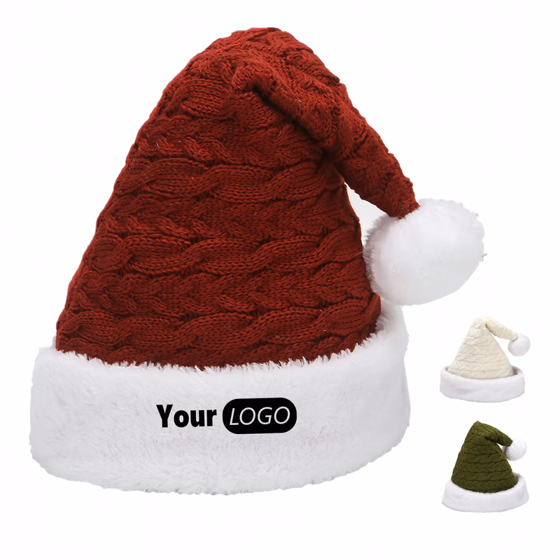 Fleece Knitted Wool Fried Dough Twists Christmas Hat