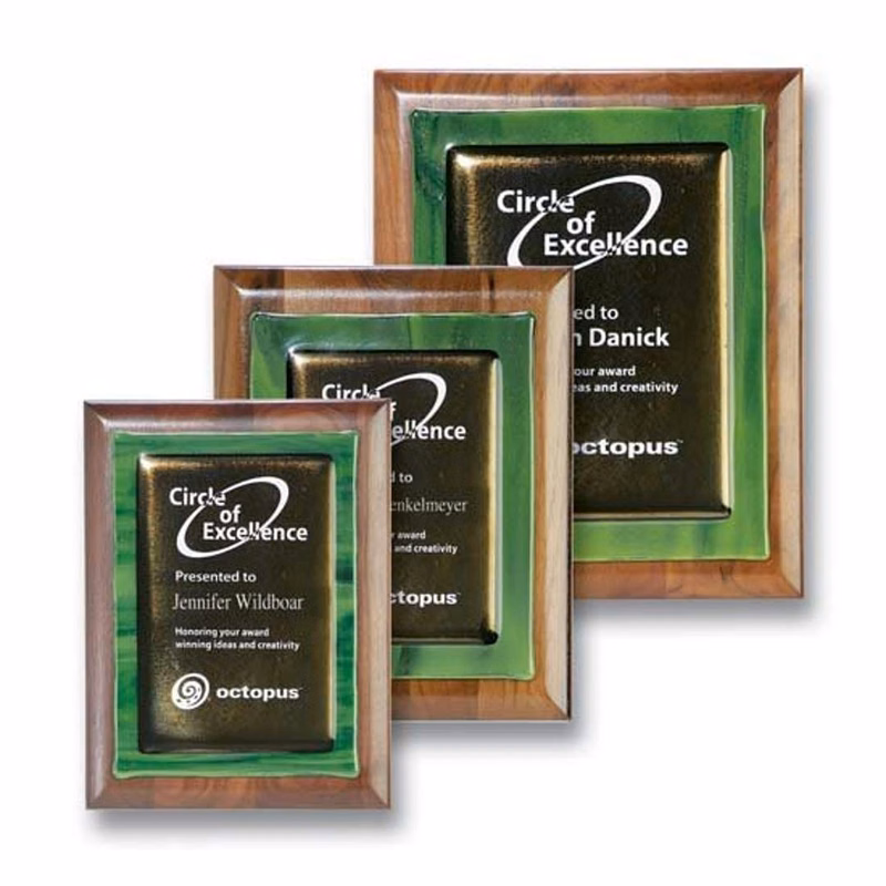 Metallic Fusion Plaque - Walnut/Green