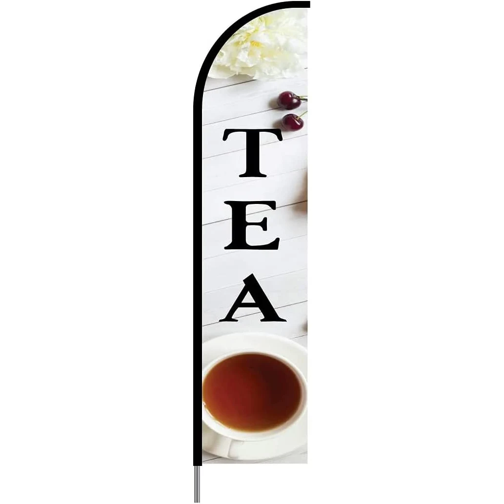 Tea Sign Feather Flag Swooper Banner Pole Kit Outdoor Business Advertising Display, 15ft 1