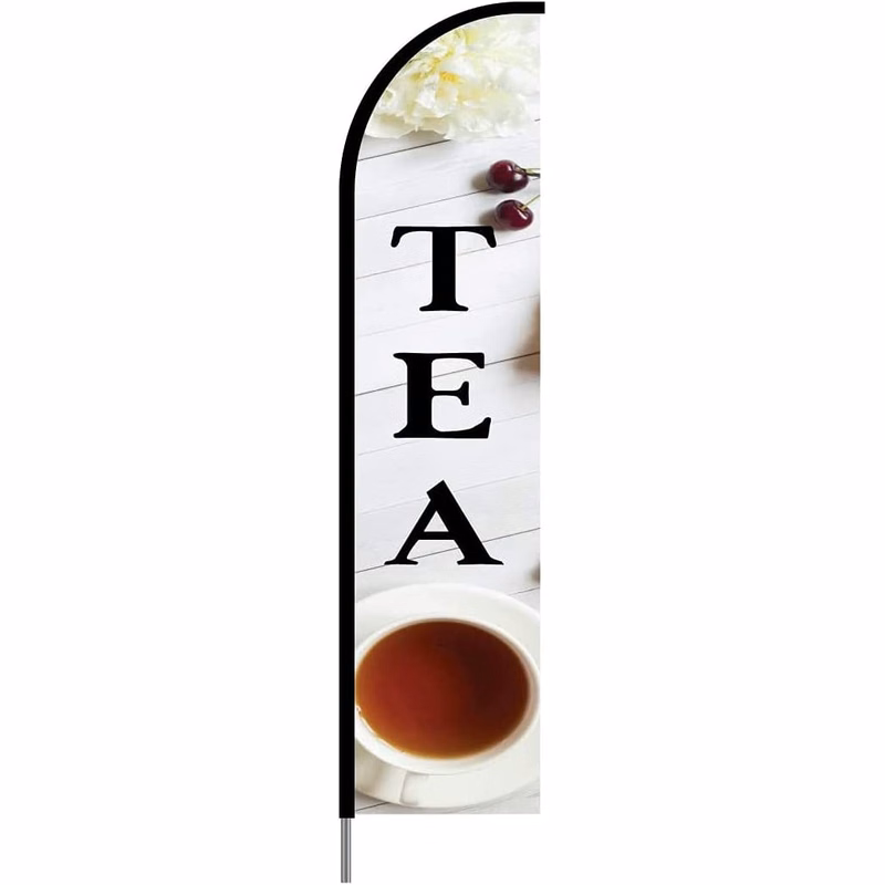 Tea Sign Feather Flag Swooper Banner Pole Kit Outdoor Business Advertising Display, 15ft