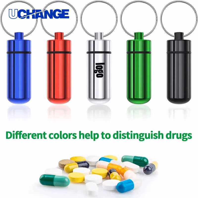 Health First Aid Mini Pill Box Keychain Organizer