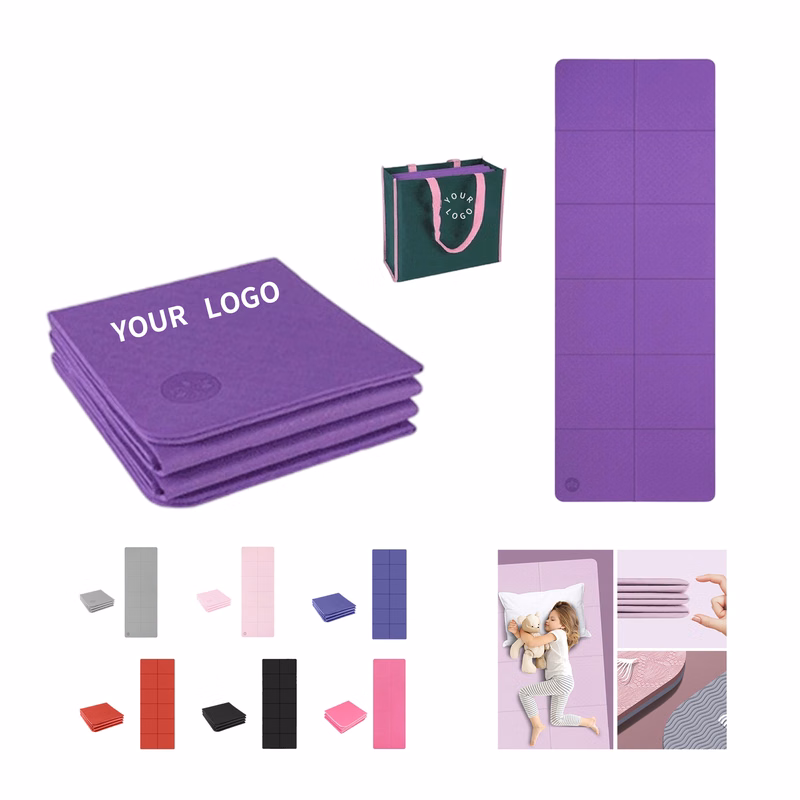 Foldable Non Slip Yoga Mat With Linen Storage Bag 72"