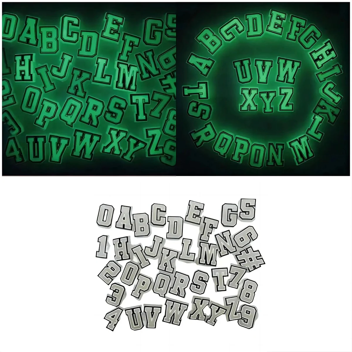 Custom PVC Glow In The Dark Letters Shoe Charms 1