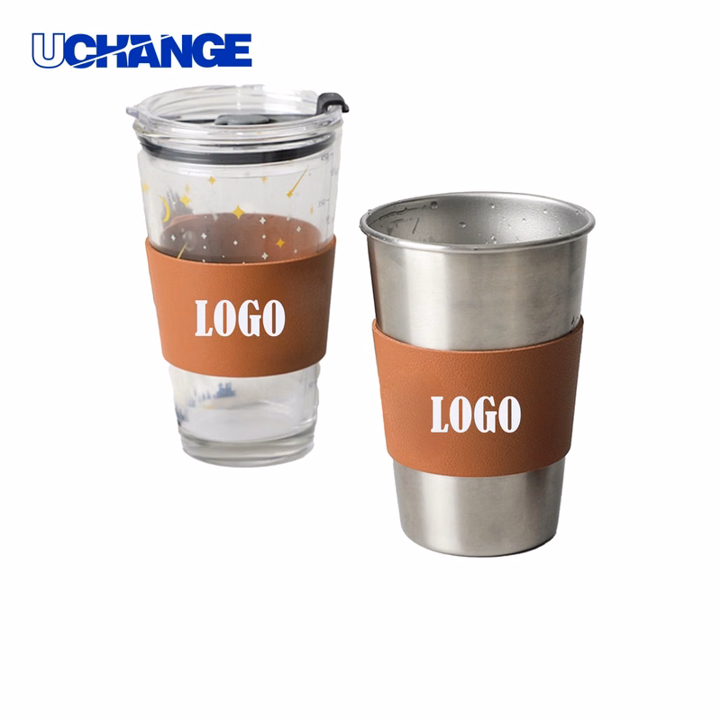 Durable PU Leather Cup Sleeve Holder
