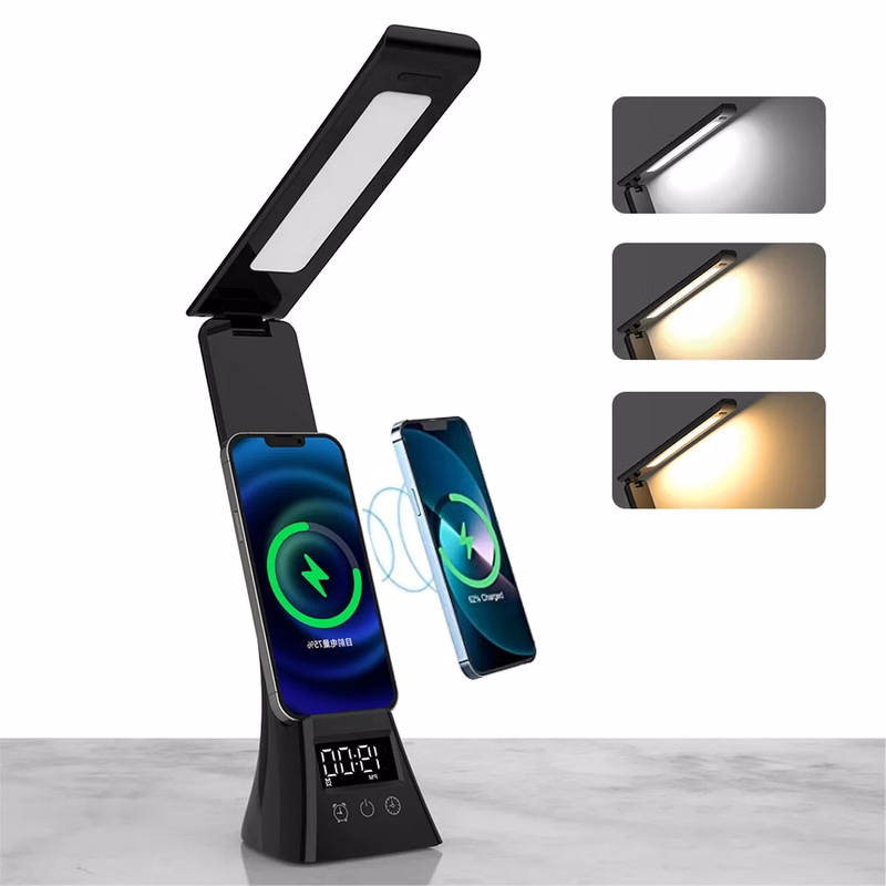 Foldable Smart LED Desk Lamp with Wireless Charger Digital C