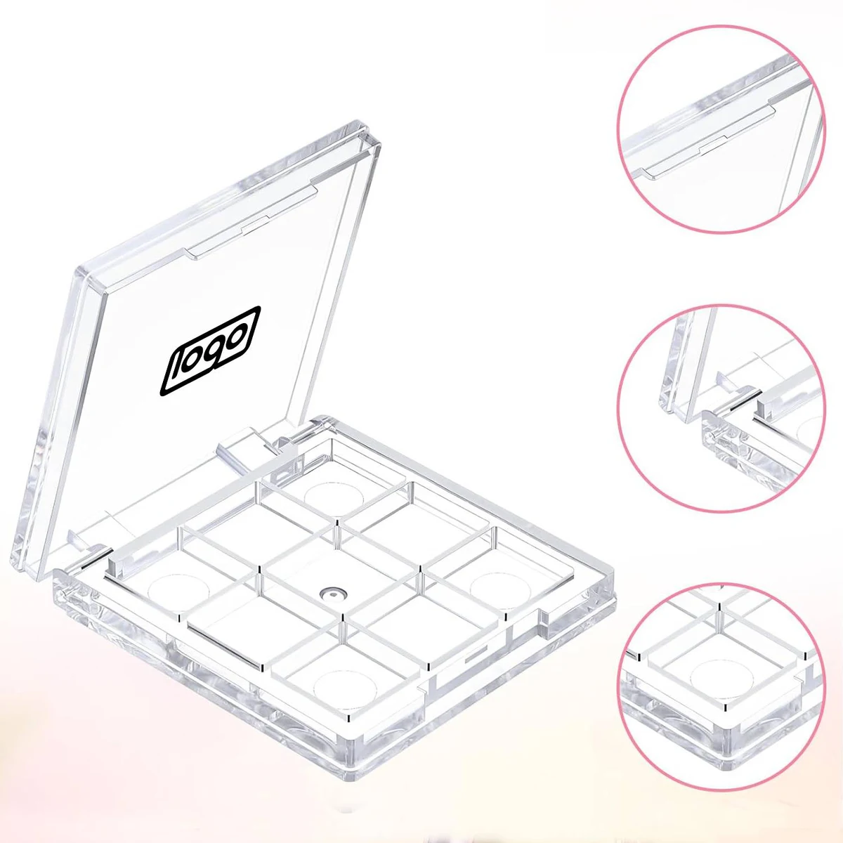 9 Grid Square Empty Makeup Palette Case 1