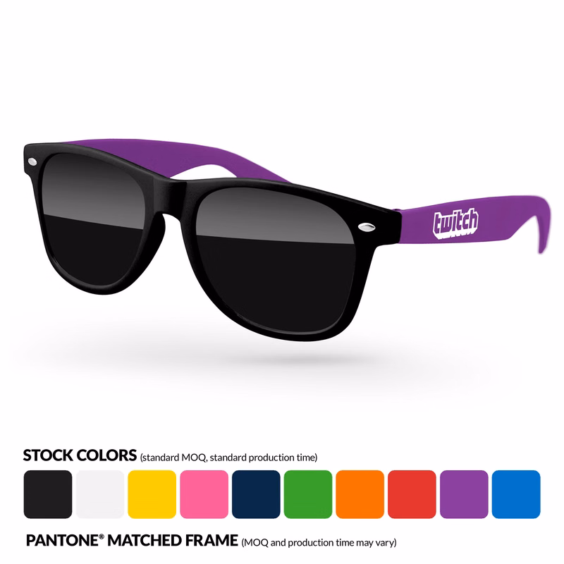 2-Tone Retro Sunglasses w/ 1-Color Temple Imprint