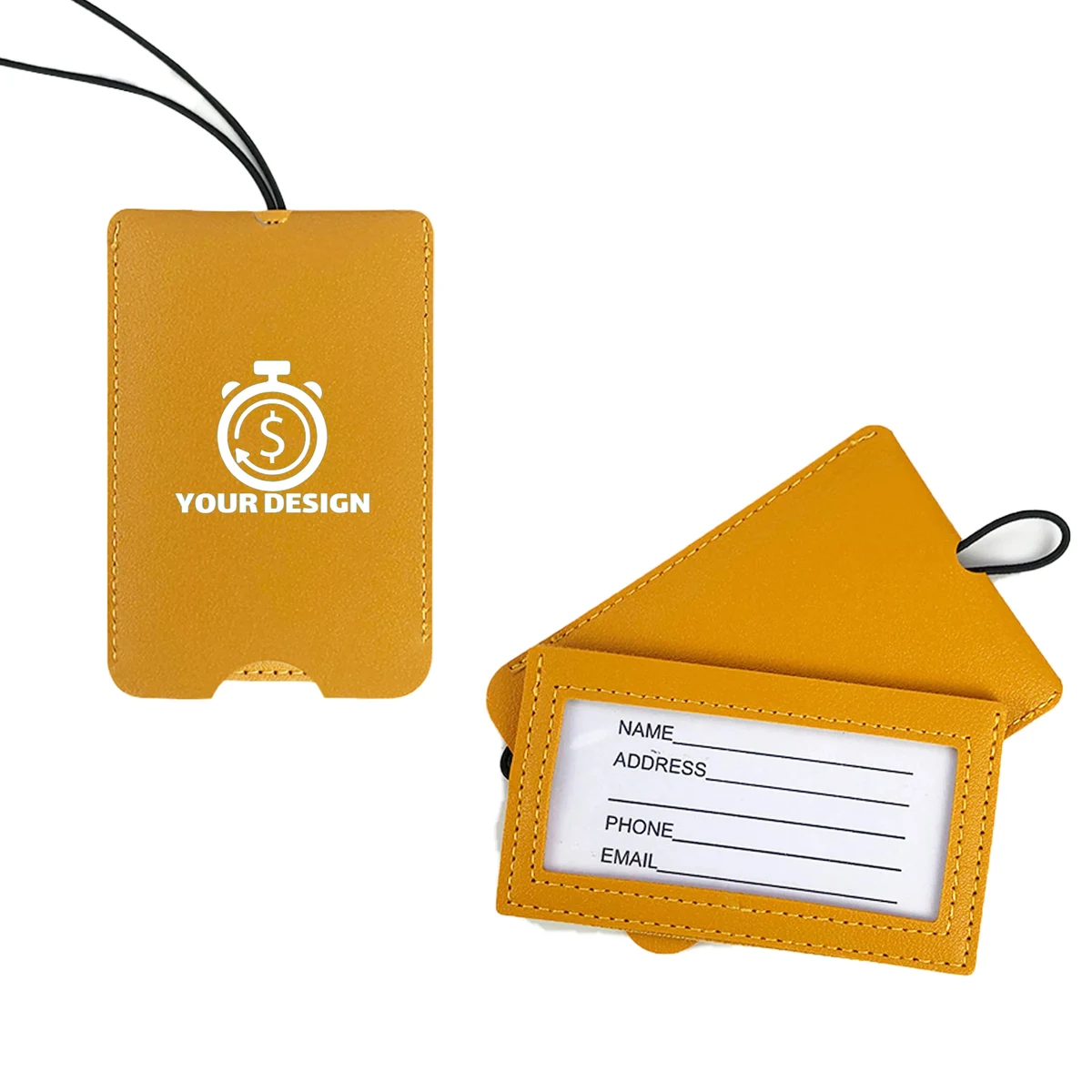 PU Leather Luggage Tag with Loop Strap 1