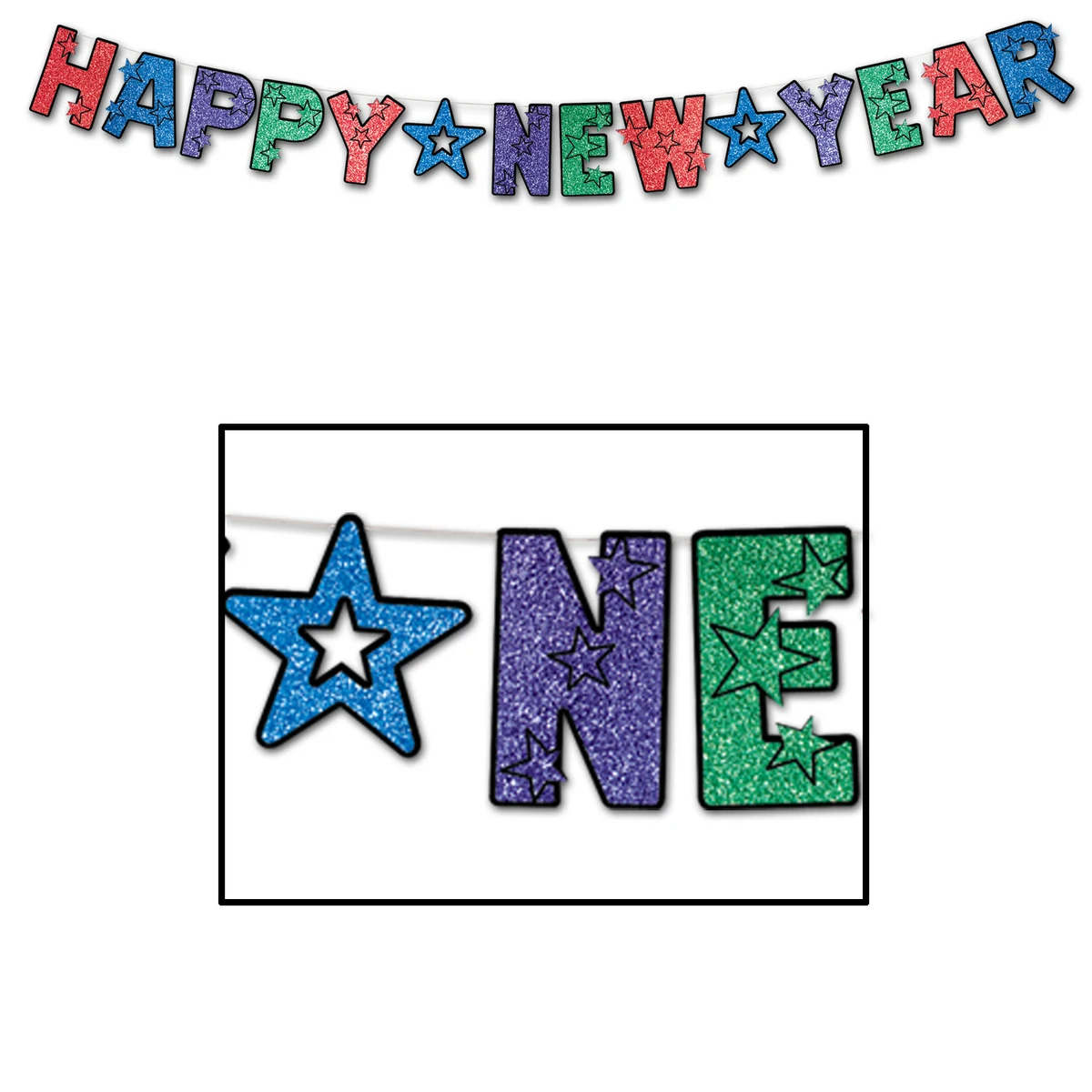 Glittered Happy New Year Streamer 1