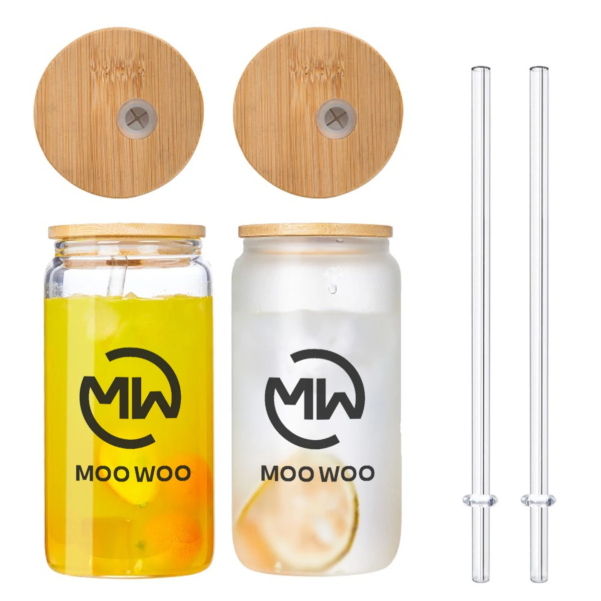 20OZ Bamboo Lid Glass With A Straw 1