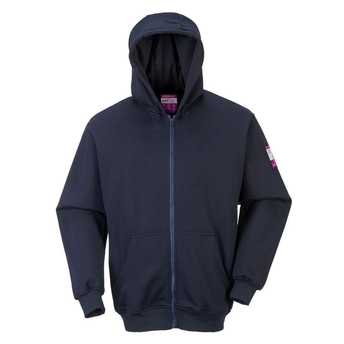 Portwest FR Zipper Front Hooded Sweatshirt, custom hoodie or sweatshirt with logo imprint 1