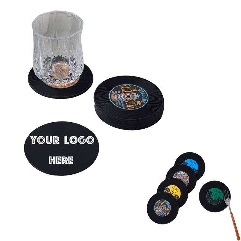 Anti-Slip Heat-Insulating Retro Record-Style Coffee Coaster