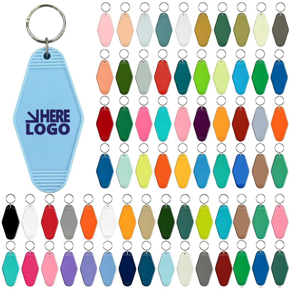 Blank Diamond Plastic Hotel Luggage Key Tag With Split Ring 1