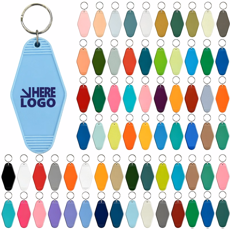 Blank Diamond Plastic Hotel Luggage Key Tag With Split Ring