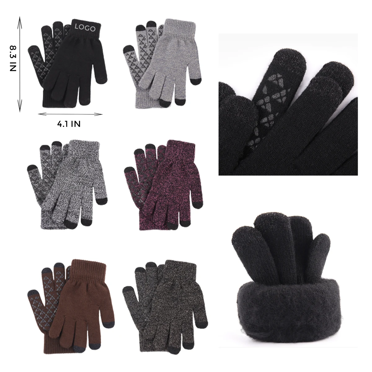 MOQ 10 PCS Warm - efficient Touchscreen Thermal Gloves with Fluff Lining 1