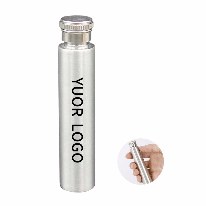Travel Size Flask with Polished Metal Finish