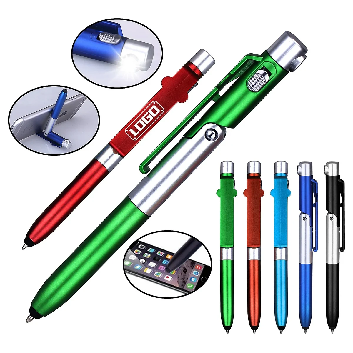 4-in-1 Multfuction Folding Ballpoint Pen Stylus With LED Lig 1