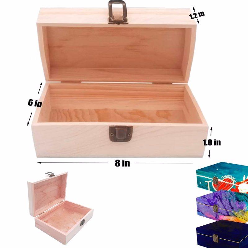 3 x 6 x 8 inch Unfinished Pine Wood Box