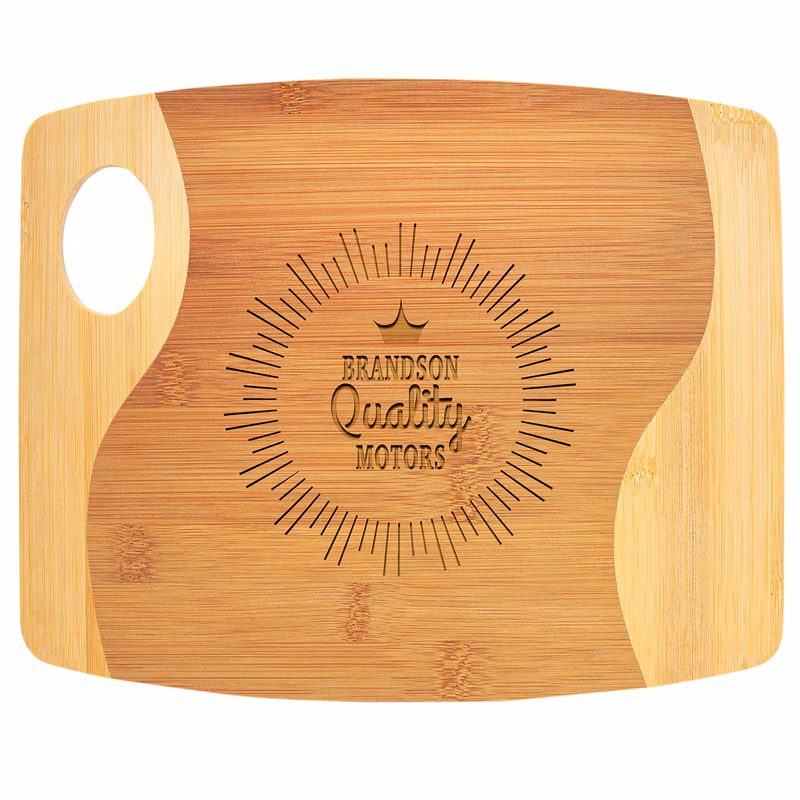 11" x 9" Bamboo X 5/16" Two Tone Cutting Board with Handle