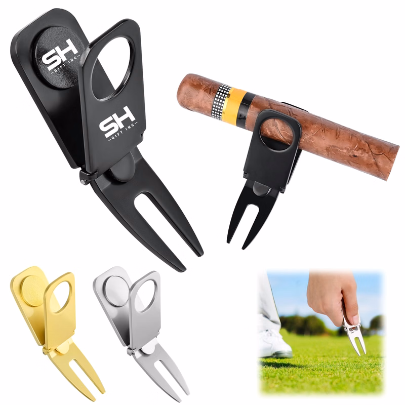Magnetic Cigar Holder Golf Divot Marker Tool